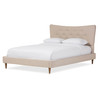 Baxton Studio Hannah Mid-Century Modern Beige Linen King Size Platform Bed 125-7011